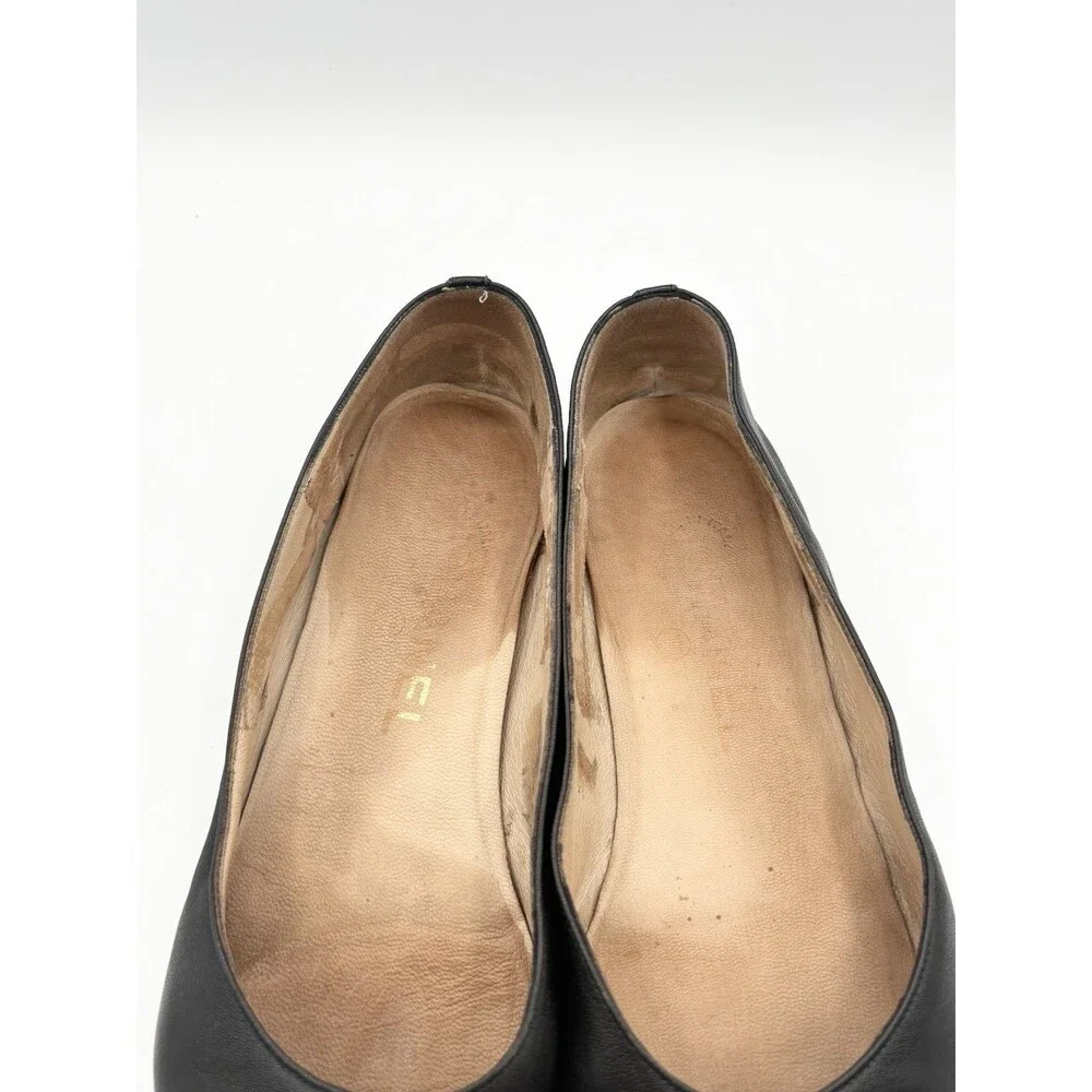 Chanel Black Leather Ballet Flats Gold CC Turnlock Size EU 37